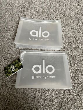 ALO Yoga Clear Frosted Silicone Glow System Cosmetic Pouch (White Logo)